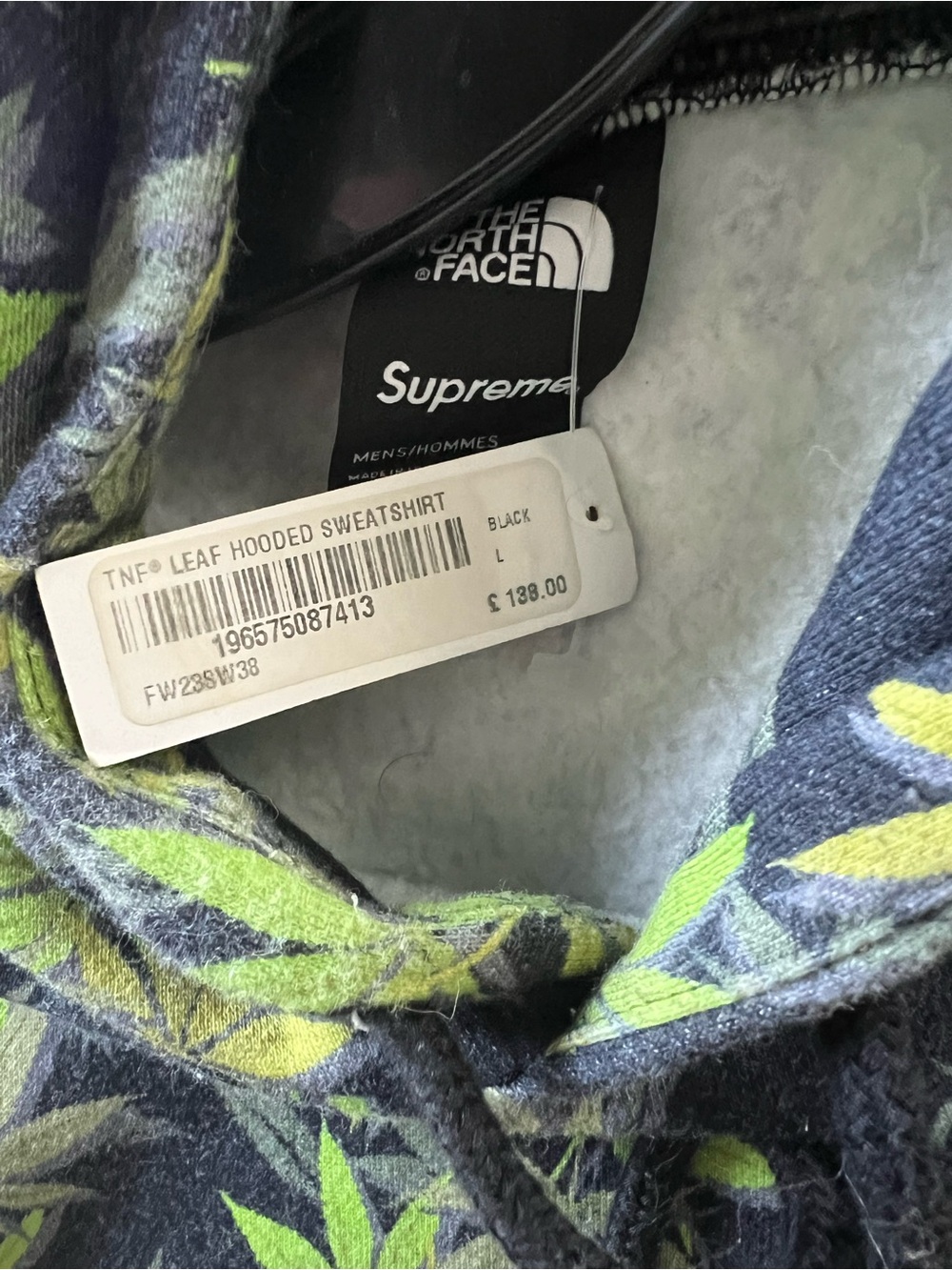 The North Face x Supreme Black Hoodie with Lime Green & Yellow Leaf Accents - Picture 6 of 6